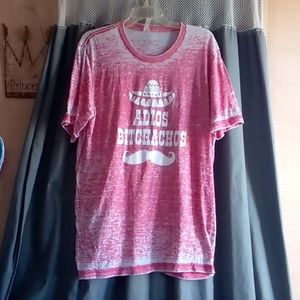 bella canvis size L "adios bitchachos" pink and white shirt